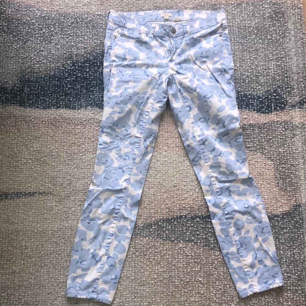J. Crew Blue Floral Crop Pants